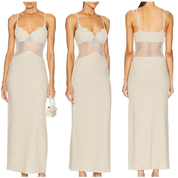 STAUD | Dresses | New Staud Tara Crochet Knit Maxi Dress Buttercream Ivory  | Poshmark